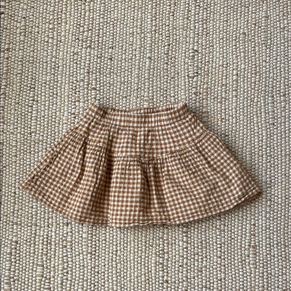 Rylee and Cru Brown Gingham skirt